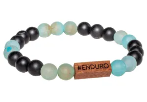 Enduro Náramek dřevěný štítek černá modrá