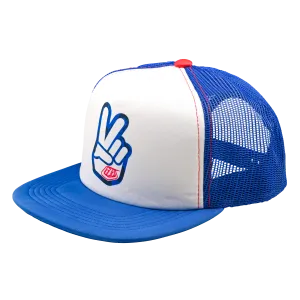 Troy Lee Designs Snapback Trucker, Peace Out, White/Blue