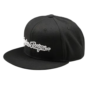 Troy Lee Designs Snapback, Flat Bill, Signature, Black