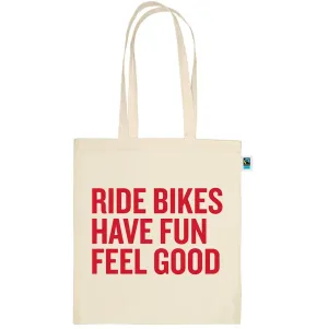 Trek plátěná taška Ride Bikes Have Fun Feel Good Tan